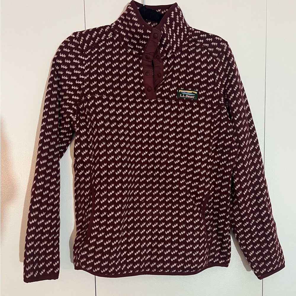 L.L.Bean Maroon Patterned Pullover